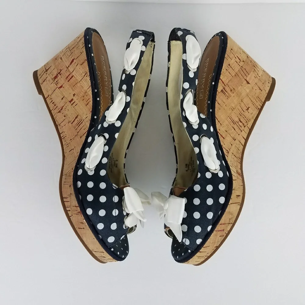 Sperry Top Sider Women Shoes Wedges Polka Dot 8.5